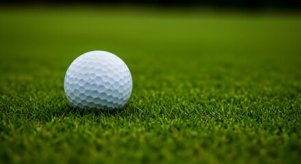 Obraz premium golf ball on green grass, Close up golf ball on green grass field