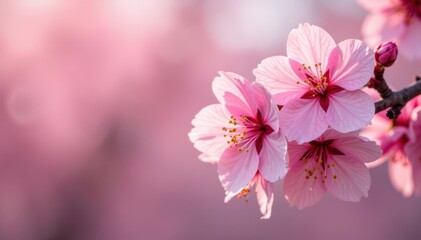 Fototapeta premium Blooming cherry blossoms in pink, flowers, blossom