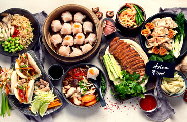 Assorted dishes of traditional Chinese cuisine.