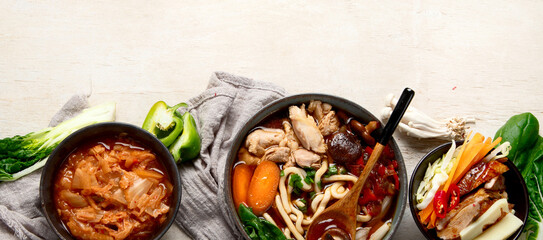 Various Korean Home-style Side Dishes. Asian food concept.