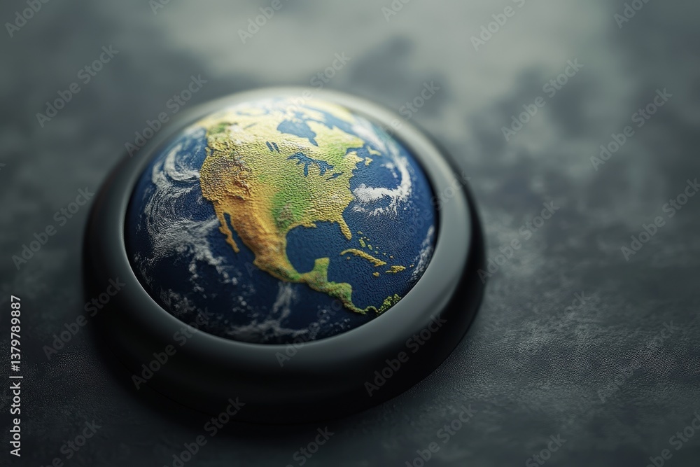 Aufkleber globe featuring off button and geometric shapes symbolizes technology's impact on global connectivit