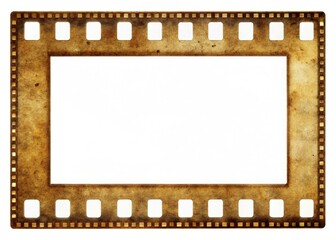 Retro film reel and photo filmstrip frame evoke old movies, analog photography, and classic cinema.
