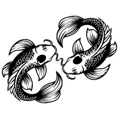 Koi Fish Sketch Drawing.