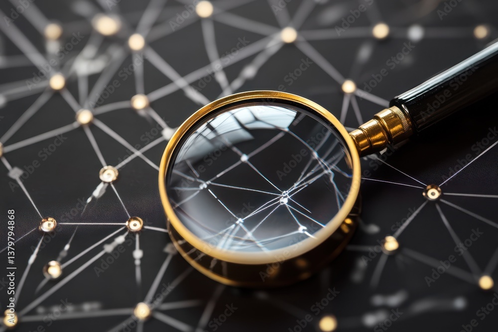 Aufkleber scope scanning the intricate network of connections on black background revealing details, scope sca