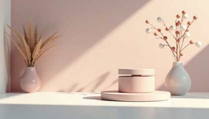 Clean minimalist product display, bright studio lighting, focus, product, glossy