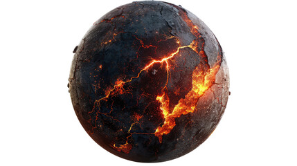 Molten Core: A visually striking image showcases a spherical form with a fiery, cracked surface, revealing vibrant molten lava and a sense of raw power.