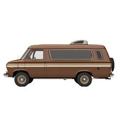 Fototapeta premium Retro Brown Van Side Profile Vintage Campervan Travel Adventure Road Trip,