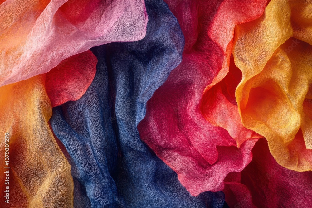 Poster Colorful abstract textile design creating a seamless flow of vibrant hues and textures, 4K Abstract Tissue Seamless