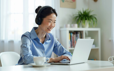 Positive Remote Work Experience for East Asian Professionals Engaged with Technology in a Home Setting.