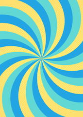 曲線のサンバースト、ハーフトーンのドット柄、スターバースト、縦向き