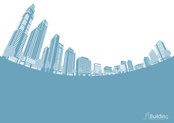 Fototapeta premium 街並みのシルエットイラスト. 大都市のイメージイラスト.