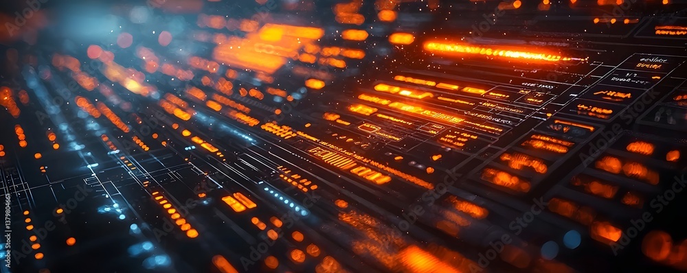 Poster futuristic ai powered finance app with glowing data visualization