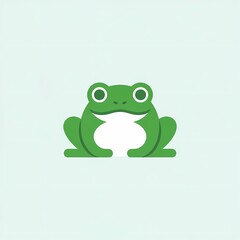 A minimalist-style, green cartoon frog drawn in a sketch.
