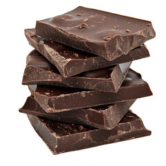 Stacked Dark Chocolate Squares on White Background for Dessert Lovers