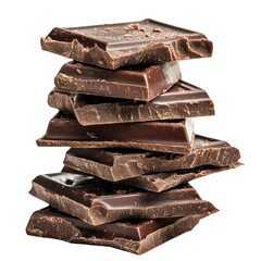 Stacked Dark Chocolate Bars on White Background for Culinary Use