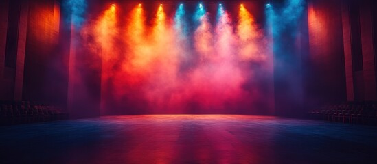 Fototapeta premium Vibrant Stage Lighting: A Dramatic Theater Setting