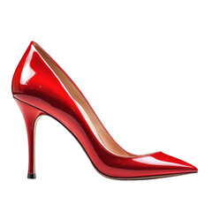 Elegant Red High Heel Shoe with Glossy Finish and Pointed Toe