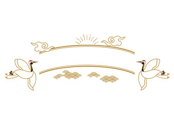 鶴の和風デザインタイトルイラスト