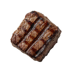 Grilled Beef Steak with Charred Marks on a Plain Background