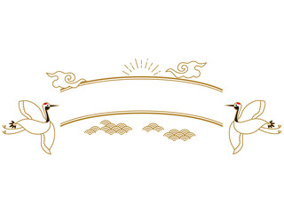 鶴の和風デザインタイトルイラスト