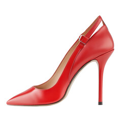 Elegant Red Slingback High Heel Shoe on White Background