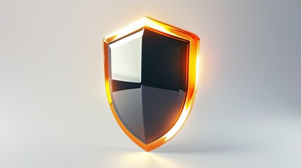A sleek and professional shield logo with bold edges, floating on a white background.
