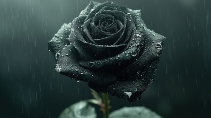 Dark rose in rain