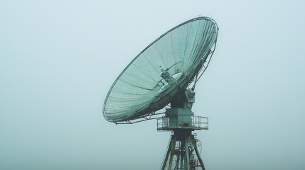 Large dish antenna in foggy weather