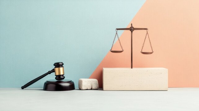 Justice scales and gavel