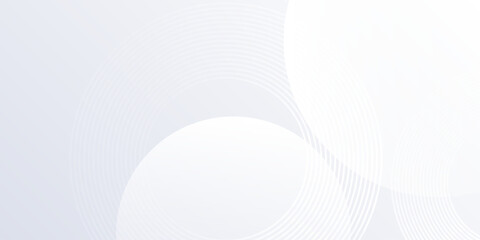 Simple white background with white circle lines. Digital future technology abstract simple