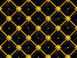 Elegant black and gold geometric pattern with diamond shapes on a textured background