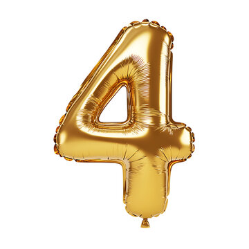 Gold balloon in the shape of number 4 png