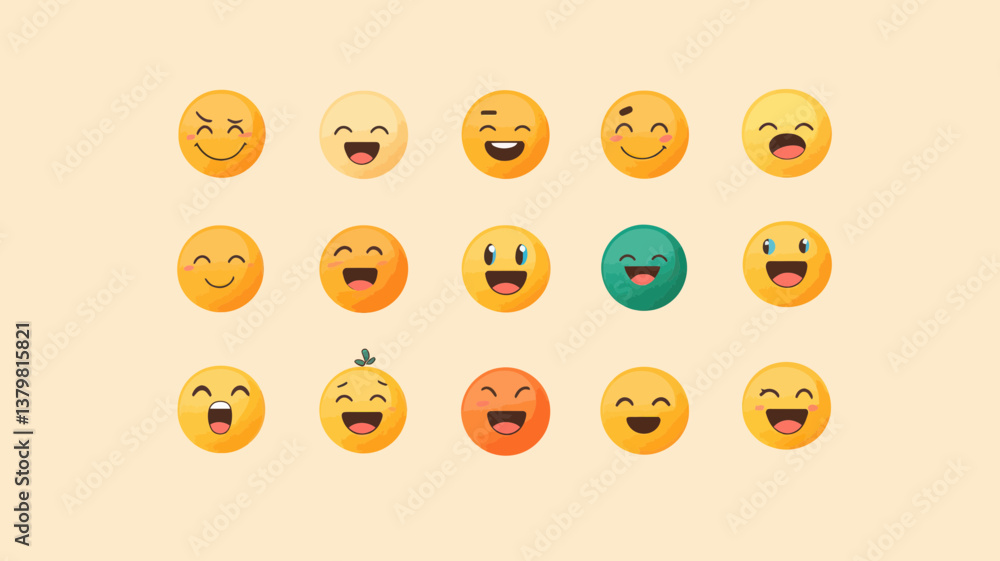 Poster new updated collection of editable apple emojis - 100% vector artwork without effects or filters - m