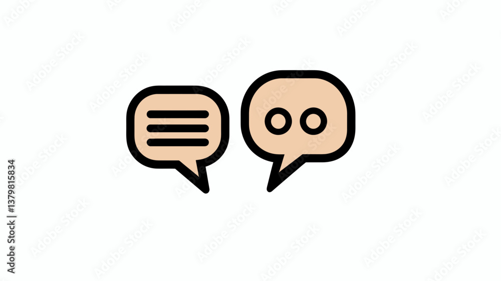 Poster modern chat icon - thin line vector of messaging speech bubbles for communication apps, social media