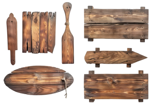 Realistic Wooden Signs Photo Isolated On Transparent Background