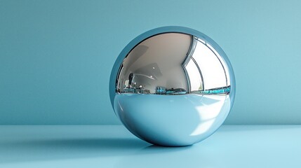 Shiny sphere reflecting a room