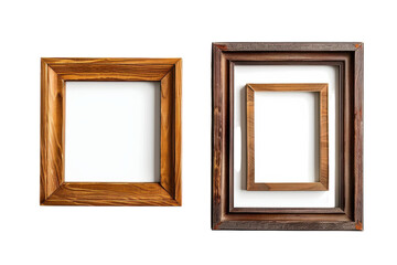 Fototapeta premium Rustic Wooden Picture Frames Isolated On Transparent Background