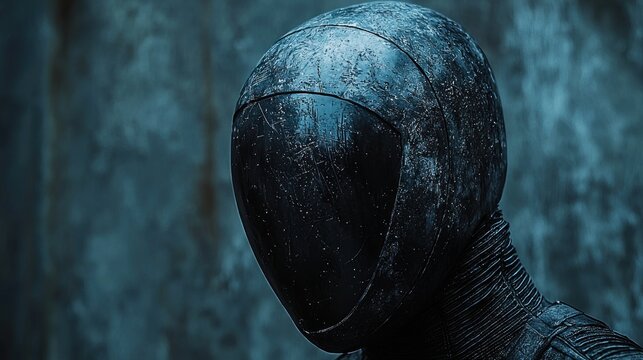 Futuristic robotic head, dark and mysterious