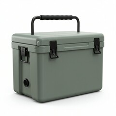 Gray Insulated Cooler Box on White Background