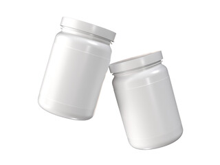 Whey protein and mass gain plastic jar, bottle packaging mockup 3d glossy plastic design. Fitness nutrition canister design template for pill capsule cylinder, vitamins. Supplement gym and workout