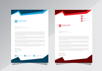 Modern creative clean business letterhead design template with blue and red colour, corporate letterhead,  vector letterhead for project, a4 size letterhead template.
