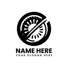 Stylized feijoa slice logo vector graphic. Tropical fruit design