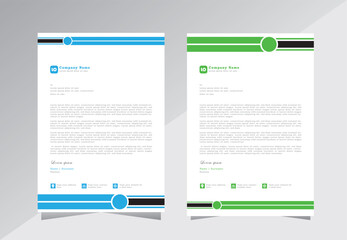 Colorful business letterhead template design. creative letterhead template design with blue and green color. A4 letterhead template design. modern letterhead design template. Vector eps 10