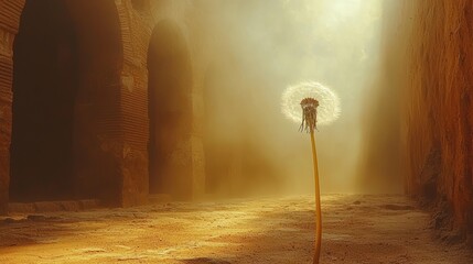 Dandelion in ancient ruins
