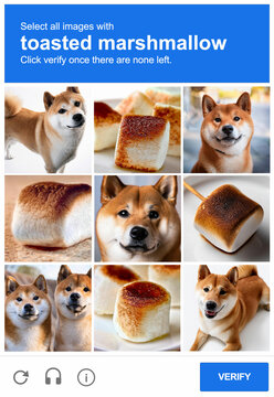 Shiba Inu dog or toasted marshmallow Captcha test