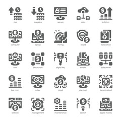 Digital Money Icon pack for your website, mobile, presentation, and logo design. Digital Money Icon solid design. Vector graphics illustration and editable stroke.