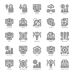 Digital Money Icon pack for your website, mobile, presentation, and logo design. Digital Money Icon outline design. Vector graphics illustration and editable stroke.