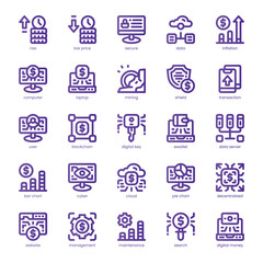 Digital Money Icon pack for your website, mobile, presentation, and logo design. Digital Money Icon line basic color design. Vector graphics illustration and editable stroke.