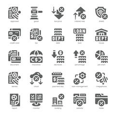 Loan Management Icon pack for your website, mobile, presentation, and logo design. Loan Management Icon solid design. Vector graphics illustration and editable stroke.