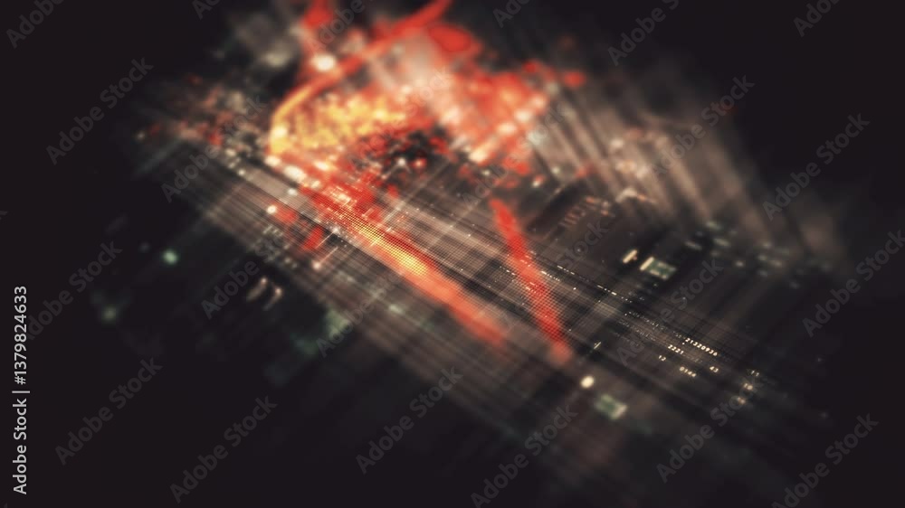 Poster futuristic data matrix ai simulation featuring metaverse inspired elements, an information network, 